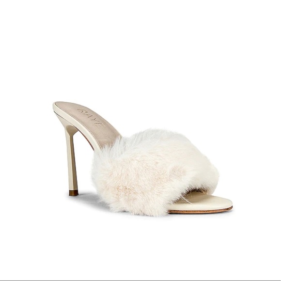 RAYE the Label White Faux Fur Heel - Picture 2 of 8